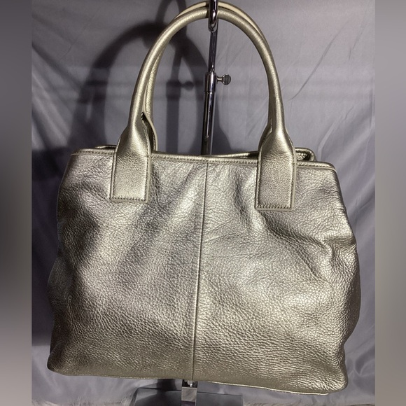 SOLD……..Tory Burch Signature Metallic Gold Thick Leather Satchel Tote Bag - Picture 4 of 11